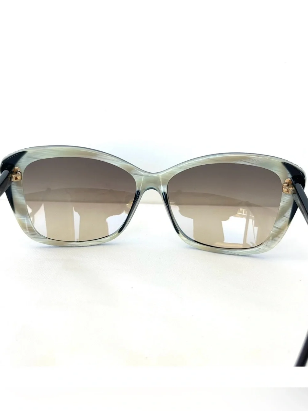 ALEXANDER MCQUEEN AMQ 4178/S Cat Eye Brown Gradient Lense Black Frame Sunglasses